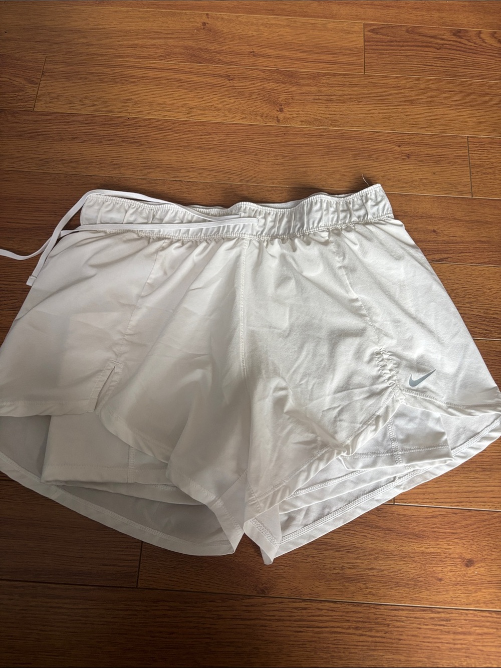 Nike Women's White Athletic Running Shorts with Swoosh